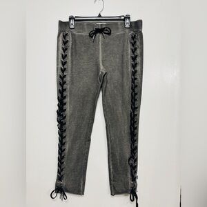 Pam & Gela Lace-Up Side Sweatpants Gray Size M | Joggers Lounge Pants